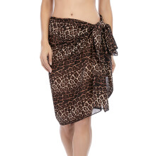 LELINTA Kvinder Korte Nederdele Badetøj Flæse Bandage Sarong Wrap Strand Cover Up Nederdel Chiffon Bikini Strandtøj Jordfarvet Cover-up