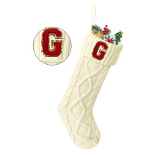 TETOU Christmas Stockings with Initials Letter 18" Stockings for Christmas Decoration - White G