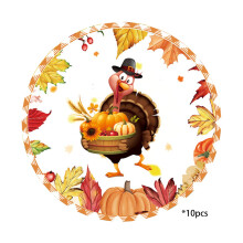 10 stuks meerkleurige papieren Thanksgiving-bordjes – Pompoen- en bladerenpatroon, wegwerpbaar feestelijk servies voor oogstfeest, cadeaus –