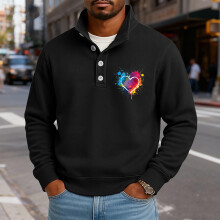 Men's Casual Sweatshirt Pullover Sweater Casual Long Sleeve - Black - Size S