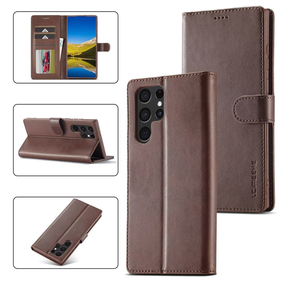 Lc.imeeke Leather Case For Compatible With Samsung Galaxy S25 Ultra 5G 6.9", Pu Flip Folio Wallet With Card Slot, Magnetic Closure, Shockproof, 9340959345953