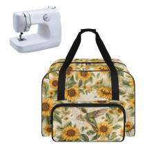 Cás Stórála Meaisín Fuála Sunflower le Zipper – Mála Eagraithe Hummingbird do Mheaisíní Láimhe & Gabhálais, Ag luí le Mini Fuála