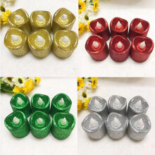 Lot de 6 bougies chauffe-plat LED sans flamme, paillettes dorées, alimentées par piles, fausses bougies scintillantes pour mariage, anniversaire,