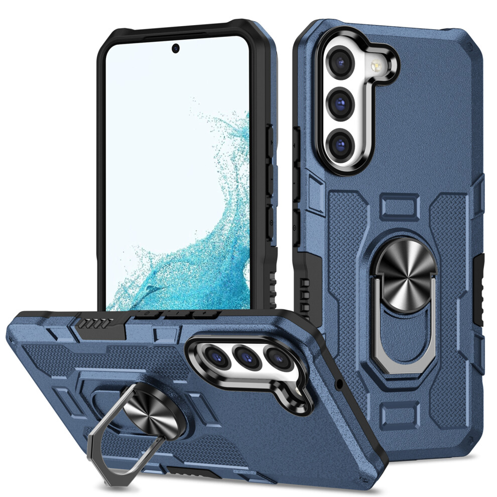 Rugged Defender Case For Samsung Galaxy S22 Plus 5G (6.6") – Ring Holder, Kickstand, Anti-Fingerprint, Non-Slip, Anti-Drop Blue 9482726186359