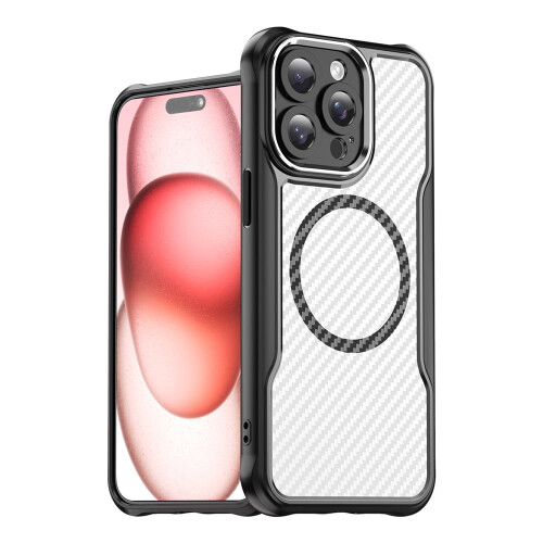 Μαγνητική θήκη από ανθρακονήματα για iPhone15Pro, συμβατή με MagSafe, ημιδιαφανής ματ θήκη