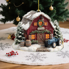 Ornement de ferme personnalisé en acrylique, décoration de Noël animal en bois 2D – Compatible avec un sapin de ferme, cadeaux pour les amoureux
