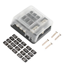 Boîte à fusibles multicanaux pour véhicules et navires avec porte-fusibles 6 voies positif et négatif, insertion de lampe LED, boîtier de