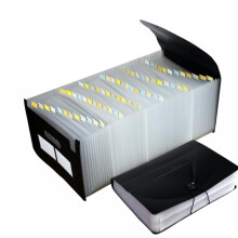 Pasta telescópica de 24 camadas com tampa para documentos de exame estudantil, com clipe para armazenamento em várias camadas e suporte para