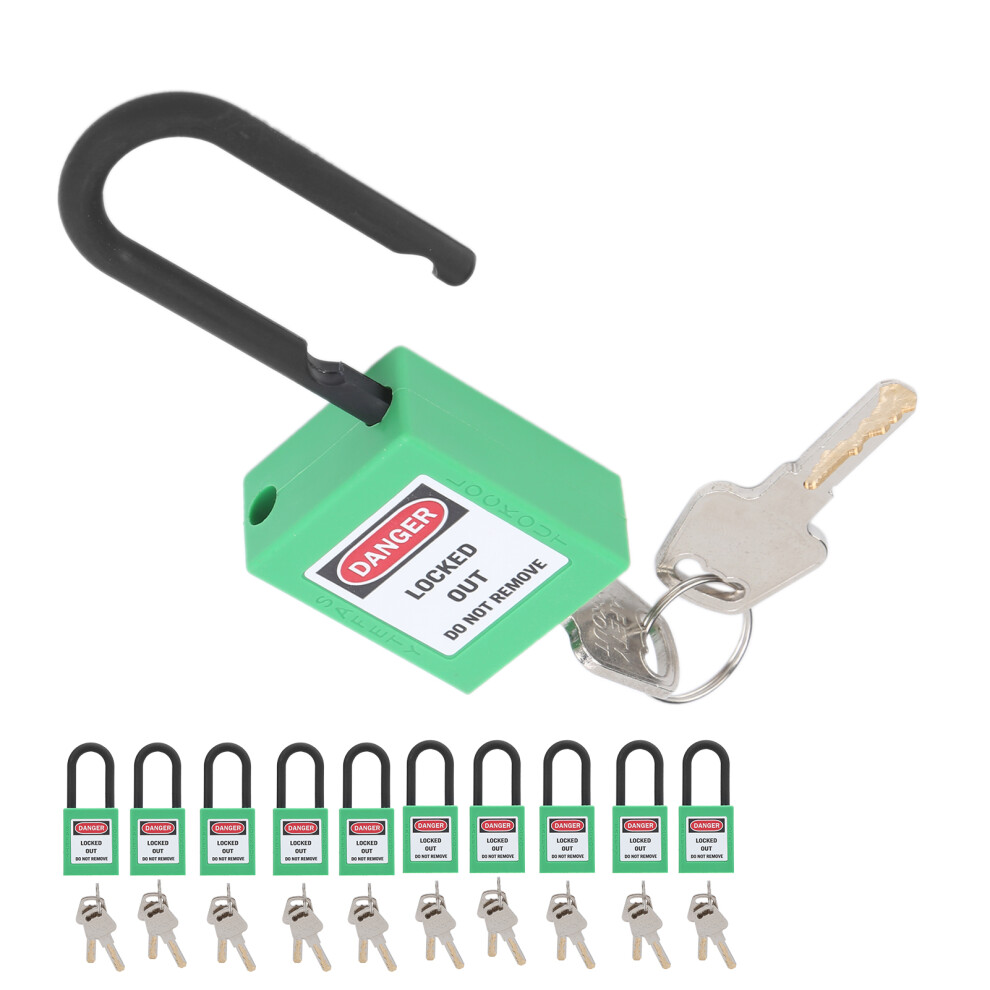 10Set 38Mm/1.5In Safety Padlock For Industrial Insulation & Dustproof Use Green 9451391672139