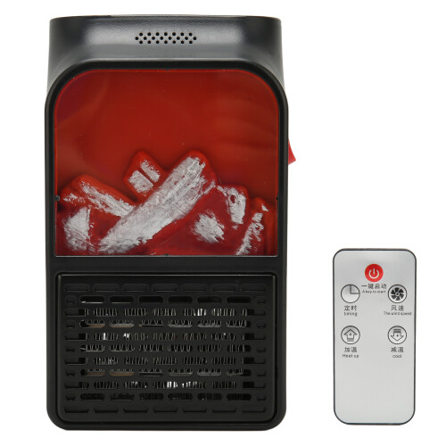 Compact Electric Fireplace Heater Quiet With Realistic Dancing Flame Effect Adjustable Thermostat Auto Off Timer Function Durable Portable Heater For