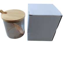 Pot Ă Ă©pices en silicone, verre, bambou et bois avec couvercle et cuillère, idĂ©al pour le rangement de cuisine. BoĂ®te Ă Ă©pices rĂ©sistante Ă