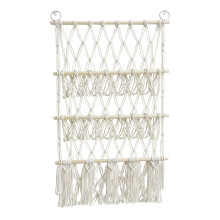 Étagère de rangement à trois niveaux, décoration simple pour chambre d'enfant, livres, ornements, bâtonnet en bois, double compartiment, filet