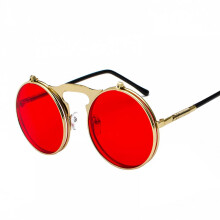 Vintage-Sonnenbrille im Steampunk-Stil aus Metall, Klappsonnenbrille für Damen und Herren, modisches rundes Modell, Prince-Brille