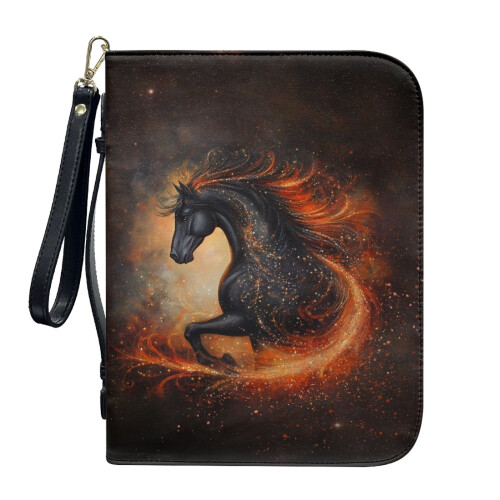 Τσάντα καλύμματος Βίβλου από δέρμα PU Flaming Horse – Ελαφριά, αποσπώμενη λουράκι