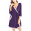 Robe curta feminina de algodão com mangas 3/4 e blocos de cores. 1