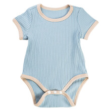 Cloud Island Baby Romper for Newborn Girls & Boys, Short Sleeve, Round Neck, Solid Color Bodysuit Jumpsuit – Blue, 90cm (12-18M), compatible with