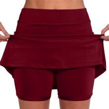 Fuste sport scurte pentru femei, cu talie medie, elegante, casual, cu buzunar, culoare solidă, stil tenis (gri vin, XXL)