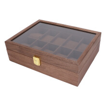 10 Grid Wooden Watch Box with Transparent Cover, 26.5x20x8cm