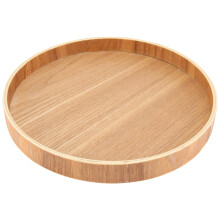 bandeja redonda de madera maciza para frutas, bandeja para tazas, bandeja para té o aperitivos (color madera)