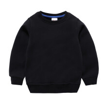 Moletom infantil de gola redonda para bebês meninos e meninas, cor sólida, casual, moderno, folgado, quente, blusa de moletom (Preto, 110)