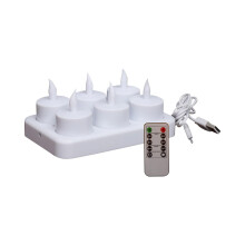 Bougies chauffe-plat LED rechargeables sans flamme avec télécommande et minuterie, lot de 6 avec station de charge et coupelles en verre –