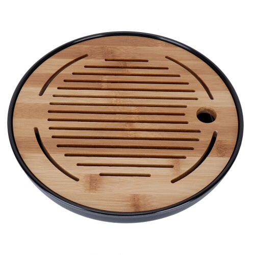 Bamboo Round Tea Tray with Drainage 2