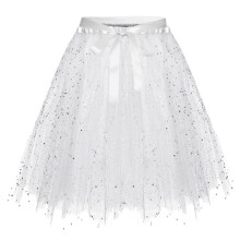 Tutu für Damen Erwachsene Damen Tüll-Tutu-Rock 3-lagiger Party-Tanz-Lauf-Elastik-Tutu-Rock Well Tutu-Rock Rosa Tutu Regenbogen-Rock (Weiß, L)