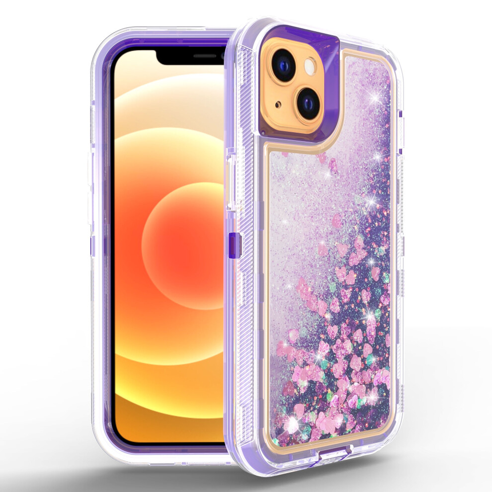 Phone Case 13 Mini Bling Glitter Quicksand Sparkle Clear & Shockproof Protective Cover 13 Mini Case For Women Girls Cute Purple 9028731023182