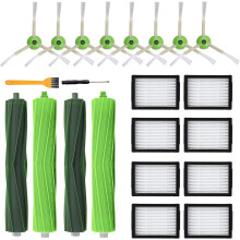 Roomba i7/i3/i4/i6/i8/E5-E7/J7 Reservdelssats: 2 gummiborstar, 8 HEPA-filter, 8 sidoborstar, rengöringsborste, skruvmejsel (22 st)