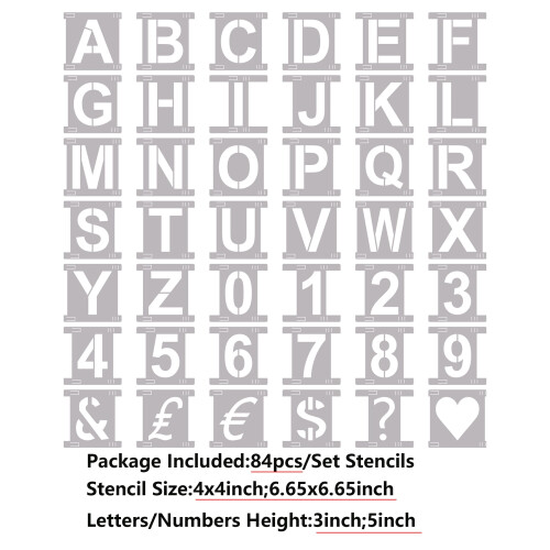 Reusable Interlocking Letter Number Stencils Kit 84-Piece