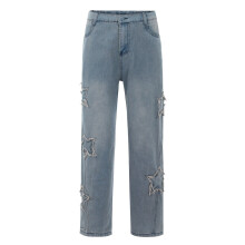 Jeans iOPQO pour homme, style baggy, marque de mode masculine, délavé, ample et décontracté, bleu XXL
