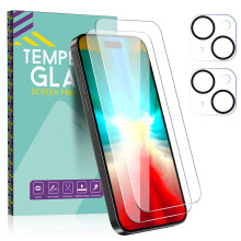 Aggxpf Ochraniacz ekranu iPhone'a 15 (2 sztuki) + Ochraniacz obiektywu aparatu (2 sztuki), szkło hartowane HD do iPhone'a 15 6,1"