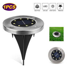 Solar grondverlichting 1 stuk, 8 waterdichte LED-schijflampen voor tuin, terras, gazon, patio, pad (wit)