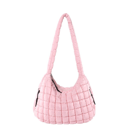 Bolsa de ombro acolchoada puffer feminina, estilo hobo, leve e prática.