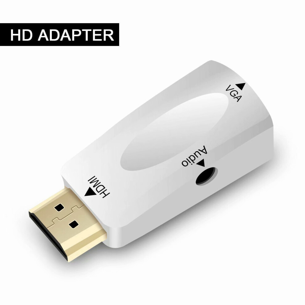 Hdmi To Vga Adapter 1080P Video Converter Adapter With 3.5Mm Audio Cable - White 9028731148335