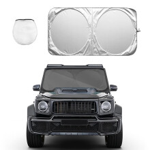 Pare-soleil de pare-brise pliable extra large (75 po x 35 po), taille universelle pour voitures, camions et VUS — Compatible avec la plupart des