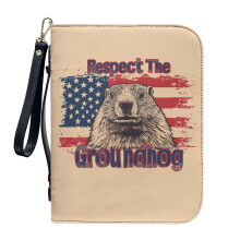 Groundhog American Flag PU Leather Bible Cover for Women & Men, 2XL, Compatible with Standard Bibles, Detachable Wristlet