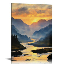 Berglandschaft-Kunstdruck, Wandbild, minimalistisch-modern, Natur-Wanddekoration, 40 x 50 cm