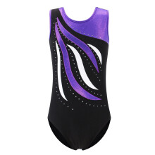 Leotard cu imprimeu floral și strasuri multicolore pentru fete, cu sistem de prindere încorporat