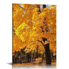 Forest Wall Art Decor, Decorative Autumn Fall Tree Canvas Art Split Prints for Living Room, Kitchen, 12x16 in