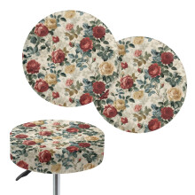 Housse de tabouret ronde Rose, coussin lavable et pliable, lot de 2 housses taille M compatibles avec les chaises de coiffeuse/de table rondes