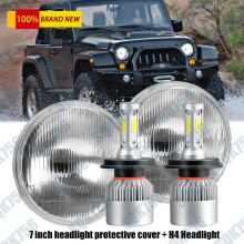 2 faros LED redondos de cristal de 7" y 130 W para Jeep Wrangler 1997-2018 TJ LJ JK