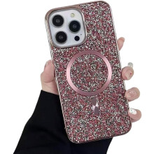 Kryt s křišťálovými diamanty a třpytivými blingovými detaily pro iPhone 12Pro Max – nárazuvzdorný, měkký, kompatibilní s MagSafe