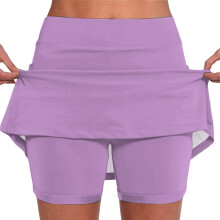 Saia-calça feminina de cintura alta com estampa floral, shorts internos para esportes de verão, corrida, academia e ioga, roxa, tamanho XL