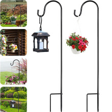 Stevige herdershaak voor tuin/buiten – 1 meter lange, roestbestendige zwarte metalen paal, geschikt voor solarverlichting, vogelvoeders en windgong.