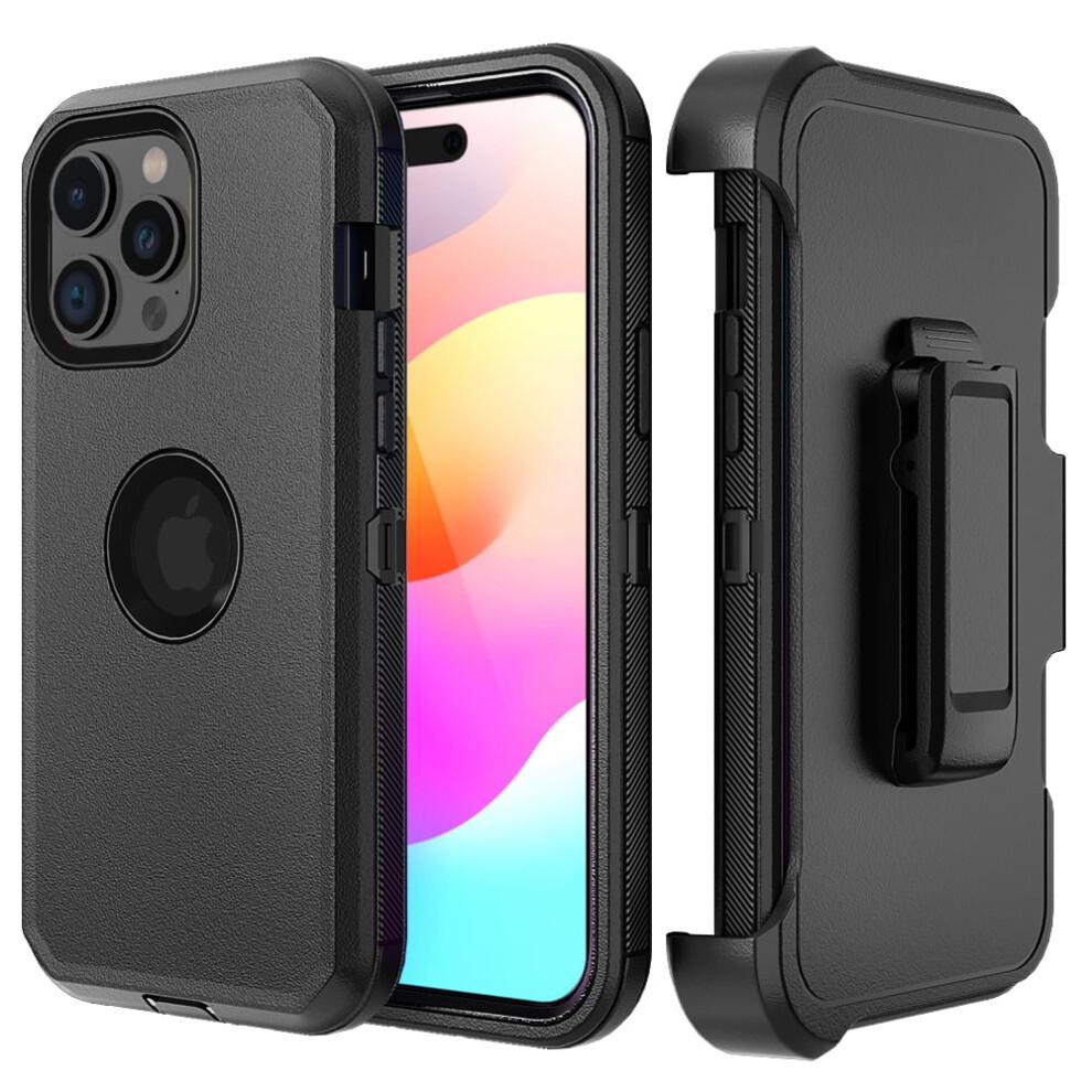 Tashhar Compatible With Iphone 15 Pro Case Â Military-Grade 3-In-1 Shockproof Armor With Belt Clip Holster, Detachable, Rugged, Black 9071309034417