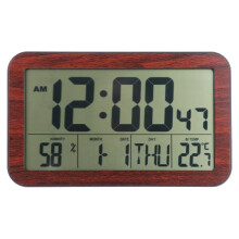 Temperature Clock Digital Wall Clock Black Plastic 1Pack