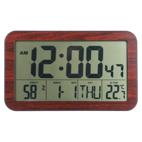 Temperature Clock Digital Wall Clock Black Plastic 1Pack