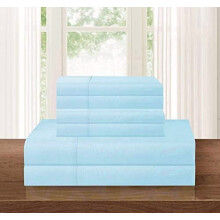 Ensemble de draps de lit Aqua, taille double, 1500 fils/cm², 6 pièces