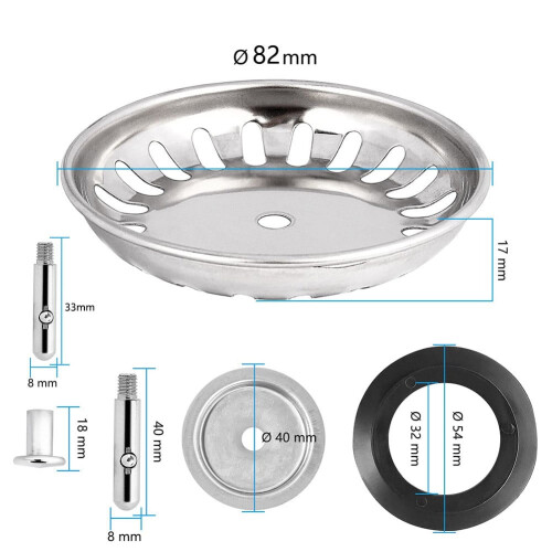 Premium Kitchen Sink Strainer Replacement Waste Plug Basin Drain Filter Steel 1